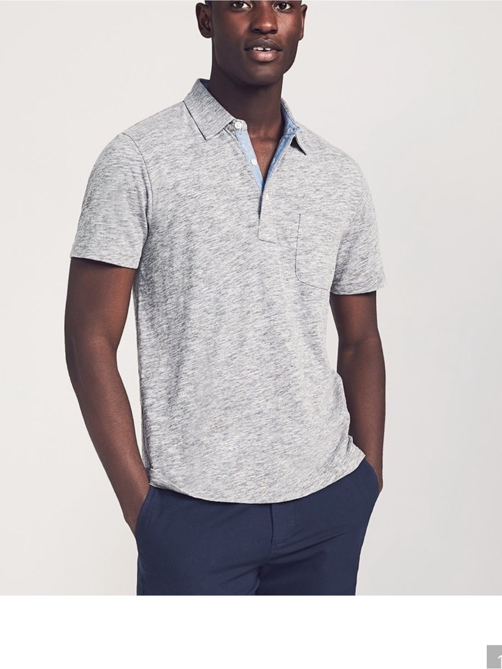 Faherty Heather Grey Marled Short-Sleeve Polo